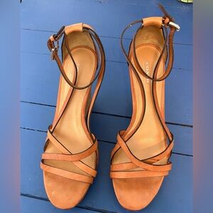 Coach Maleena Tan Strappy Wedge Sandals 10B